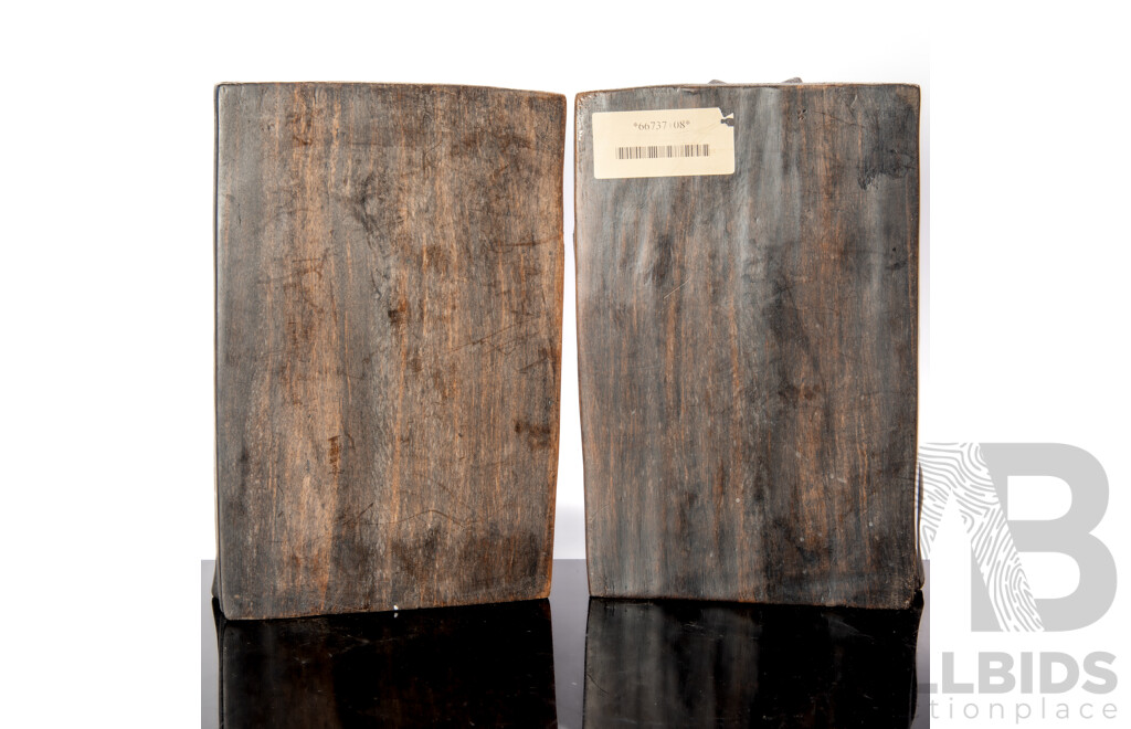 Pair of Hand Carved Ebony Hardwood African Male and Female Bookends