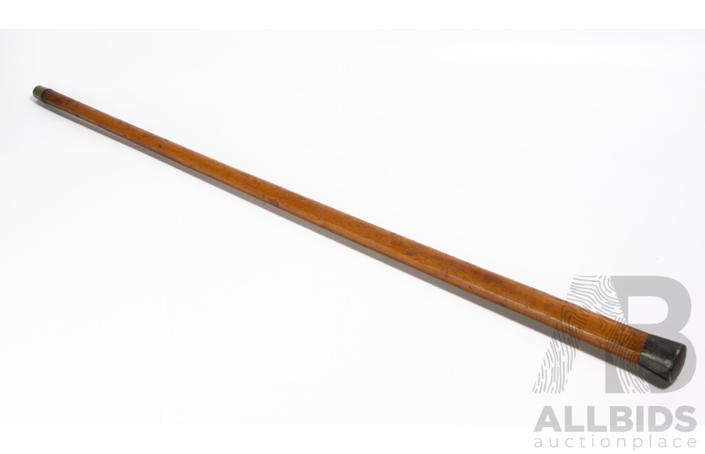 Antique Wooden Walking Cane with Sterling Silver Top, London 1922