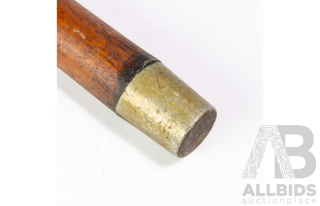 Antique Wooden Walking Cane with Sterling Silver Top, London 1922