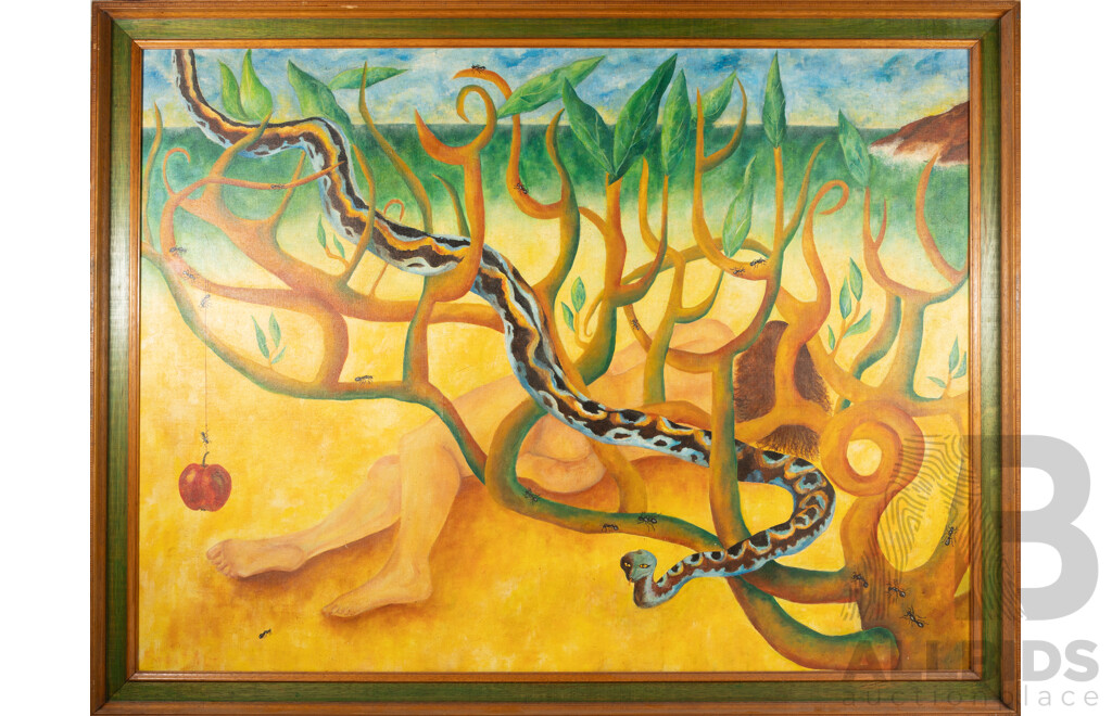 Artist Unknown, (20th Century), Eve Did Not Eat the Apple, Canvas Cloth Backed on Board, Framed, 102 x 133 cm (frame)