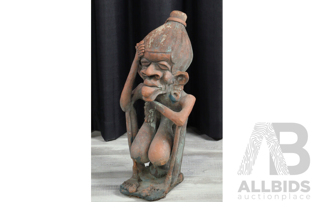 Terracotta Seated Female Garden Statue