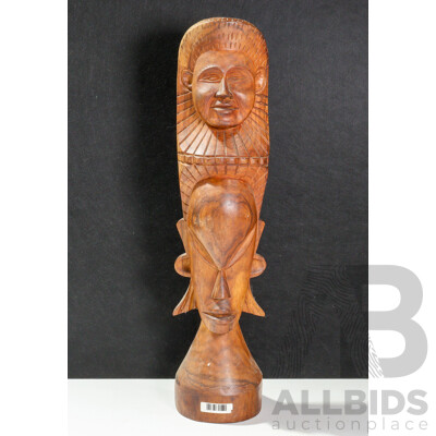 Hand Carved Asian Tribal Style Hard Wood Figure