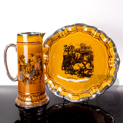 Vintage Ridgways 'Coaching Days and Coaching Ways' Serving Platter and Jug