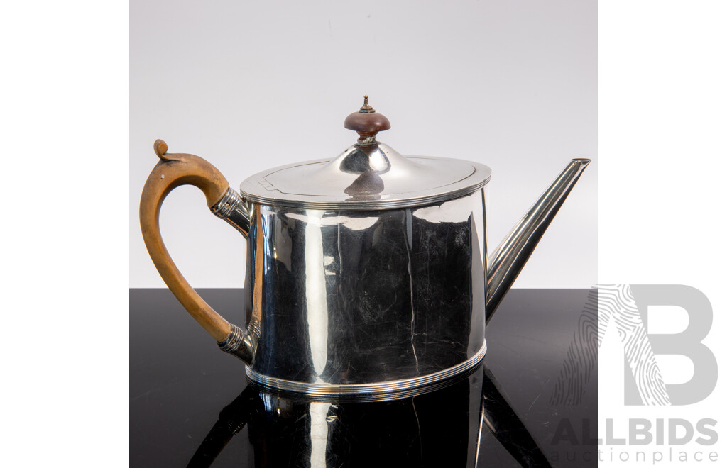 Antique George III Sterling Silver Teapot, Henry Chawner,  London 1790, Engraved to Base