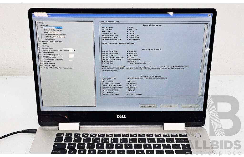 Dell Inspiron 15 7586 Intel Core I7 (8565U) 1.80GHz-4.60GHz 4-Core CPU 15.6-Inch Laptop