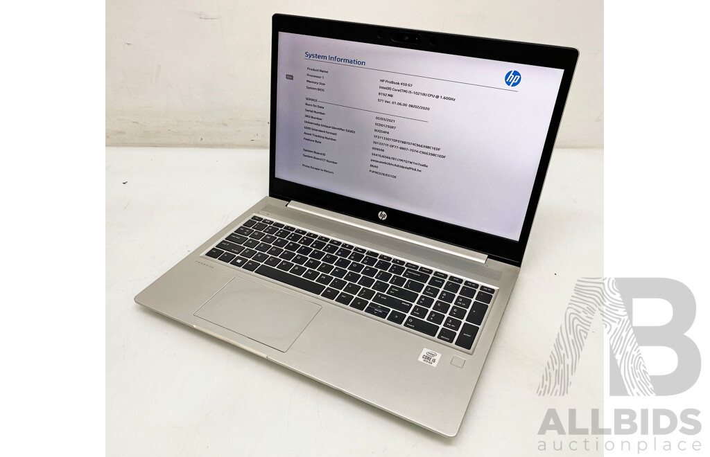 HP ProBook 450 G7 Intel Core I5 (10210U) 1.60GHz - 4.20GHz 4-Core CPU 15.6-Inch Laptop