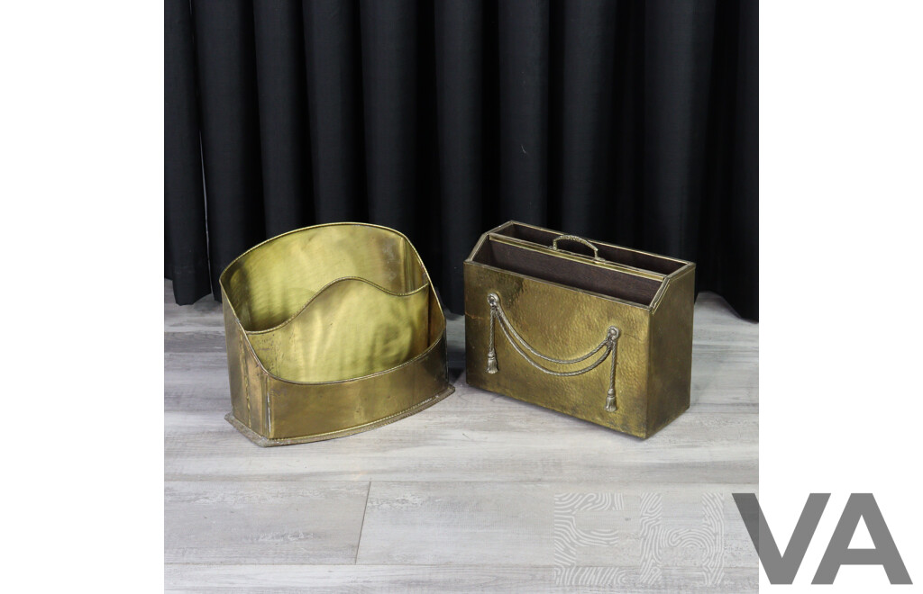 Pair of Vintage Brass Magazine Holders