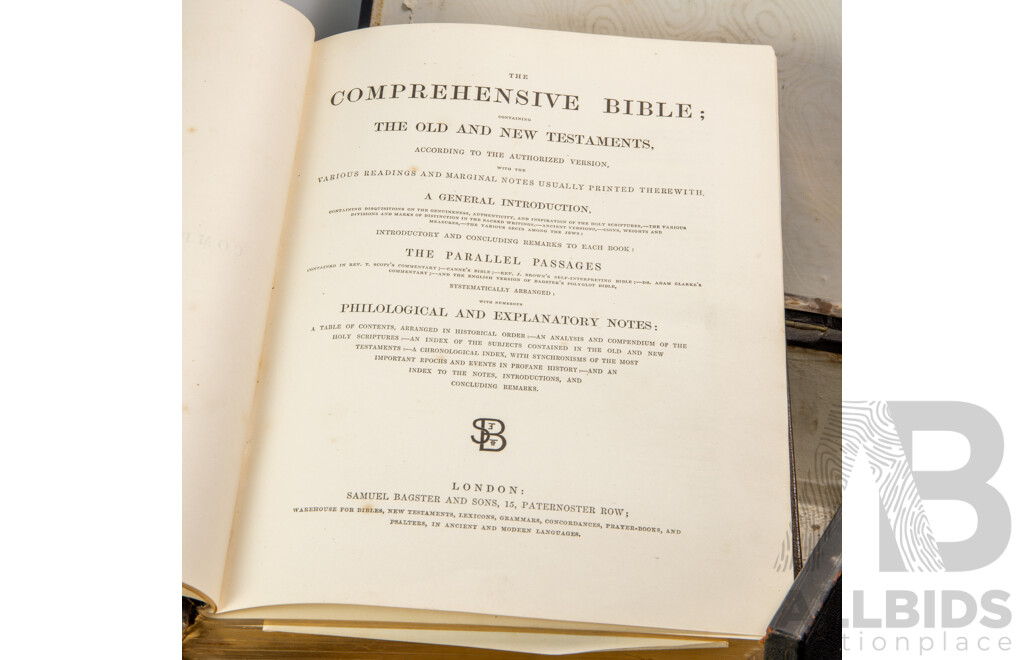 The Comprehensive Bible Etc, Samuel Bagster & Sons, London, 1874, Heavy Leather Bound Hardcover in Original Bible Box