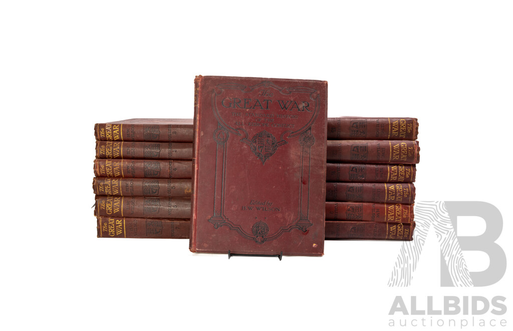 The Great War, Edited by H.W Wilson & J.A Hammerton, The Amalgamated Press, London, 1919, Volumes 1 to 13, Embossed Hardcovers