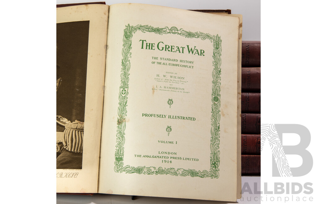 The Great War, Edited by H.W Wilson & J.A Hammerton, The Amalgamated Press, London, 1919, Volumes 1 to 13, Embossed Hardcovers