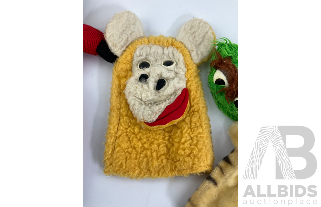 Vintage Hand Puppets, Doll and Golden Boomerang Books Including Further Adventures of Tuckonie, the Search for the Golden Boomerang and Boomerang Stories for the Children
