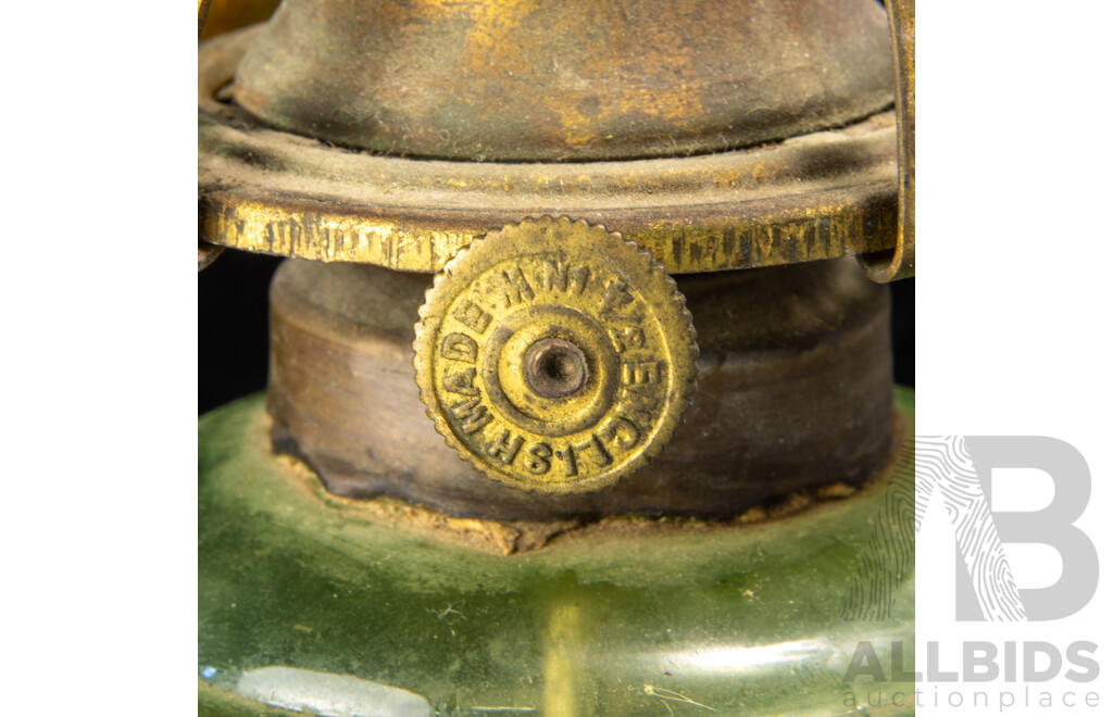 Antique Oil Lamp with Uranium Glass Font and Glass Flue