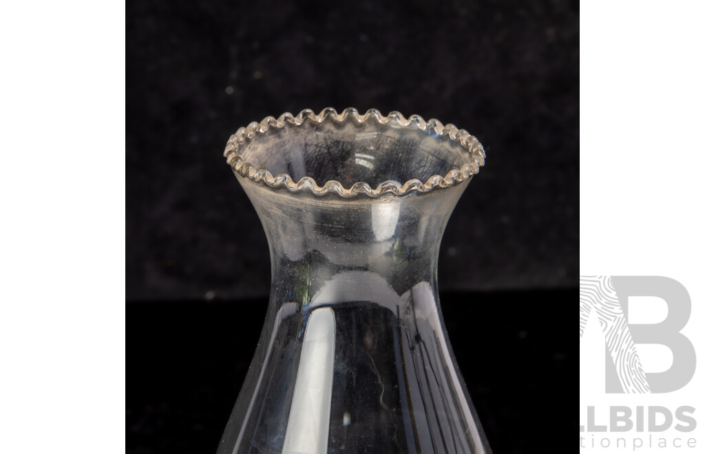 Antique Oil Lamp with Uranium Glass Font and Glass Flue