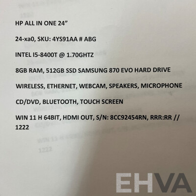 HP All in One 24 Inch / I5/ 8GB RAM/ 512GB SSD Desk Top
