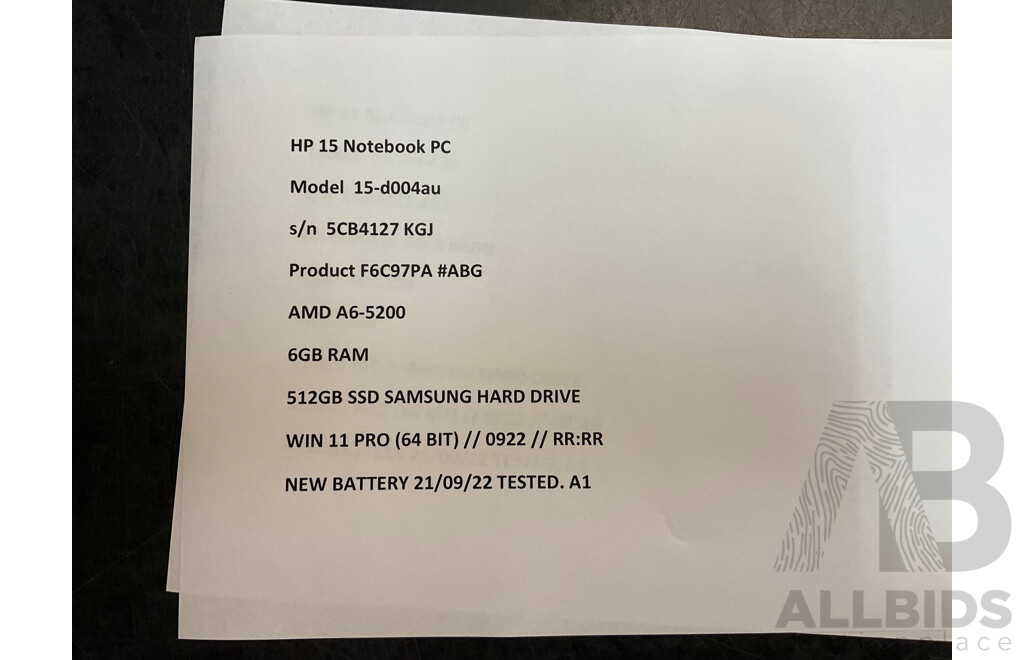 HP 15 Notebook Laptop (15-d004au)