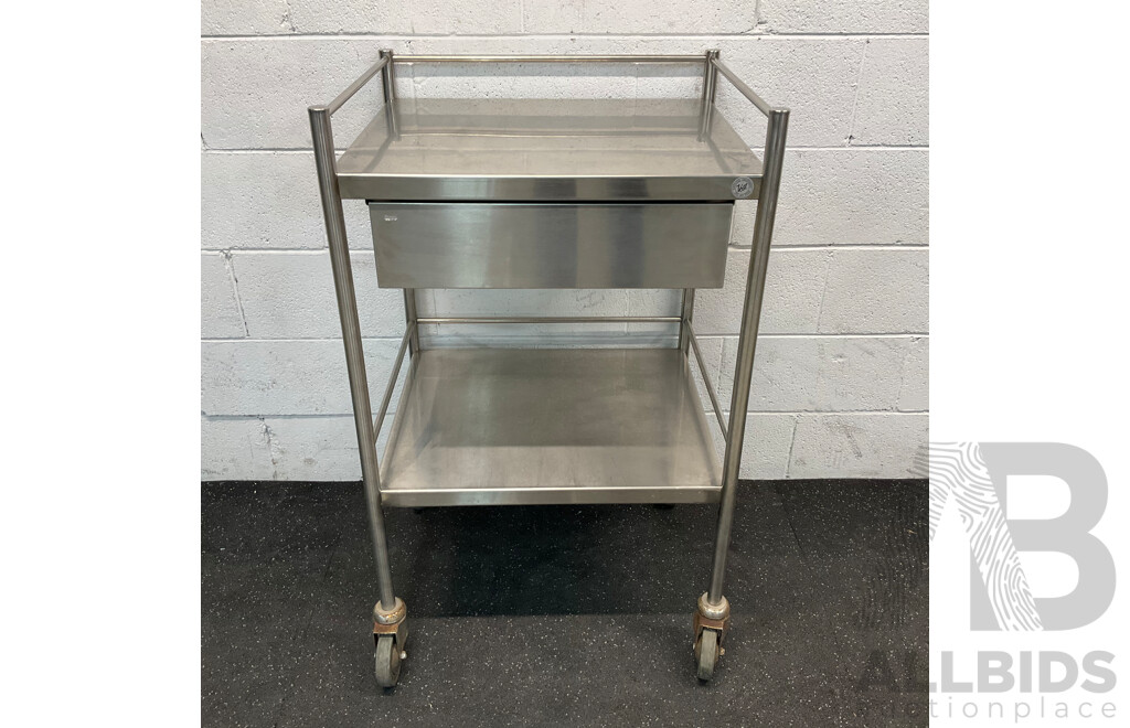 Food Stainless Steel  Catering Trolley - 1 Drawer