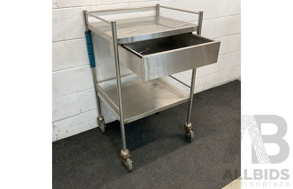 Food Stainless Steel  Catering Trolley - 1 Drawer