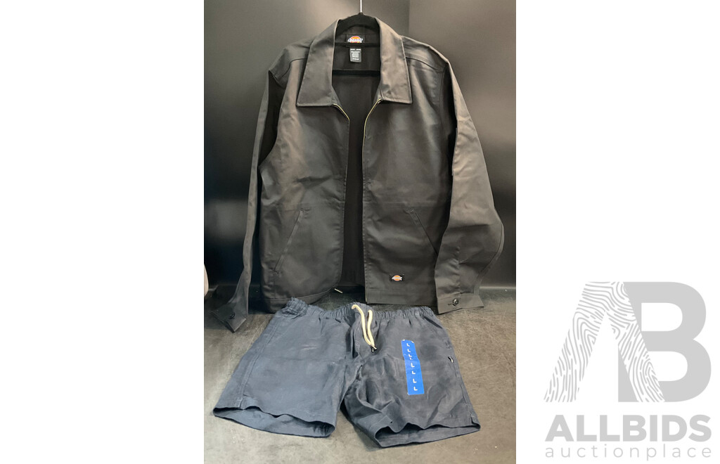 DICKIES Men's Jacket & COAST Blue Short - Size L