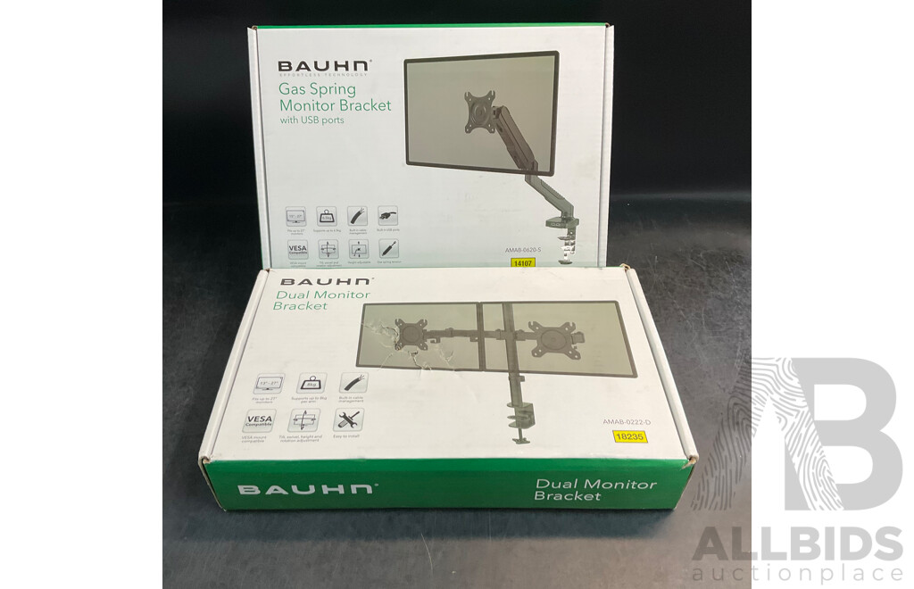 LCD Desktop Mount & BAUHN Gas Spring & Dual Monitor Bracket - Lot of 3