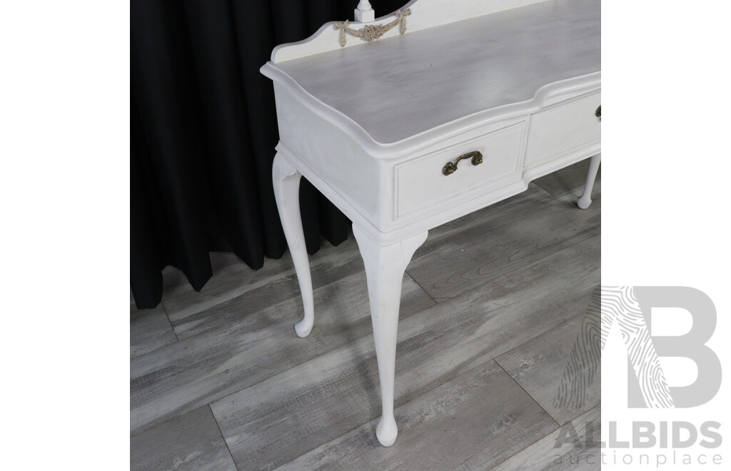 White Painted Mirrored Back Queen Anne Style Dresser