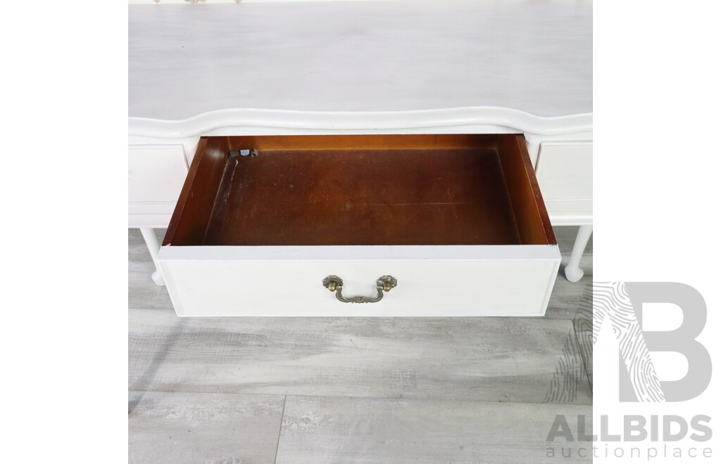 White Painted Mirrored Back Queen Anne Style Dresser
