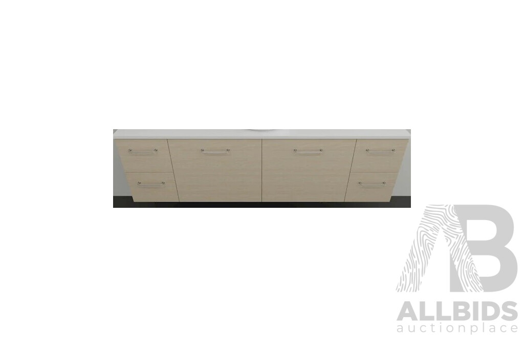 Marquis Nova 1800mm Wallmount Tasmanian Oak Vanity with White Nova Top - New