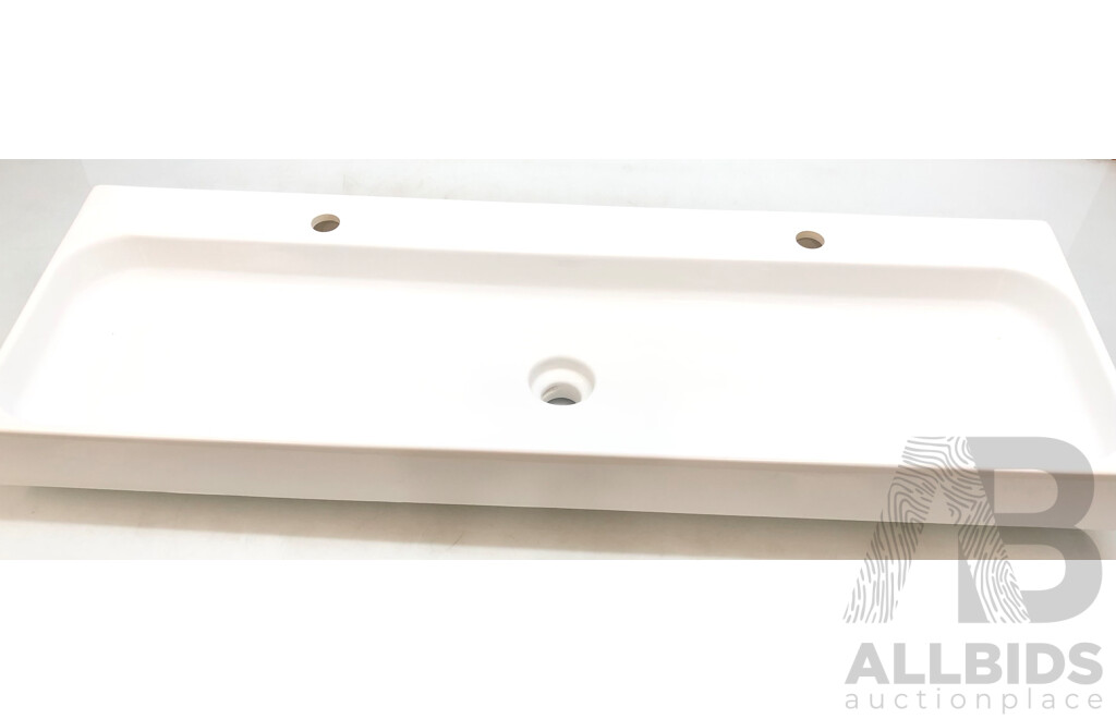 Studio Bagno/Valdama 1200mm Wall Mounted Basin - Two Tap Holes - Gloss White -  New