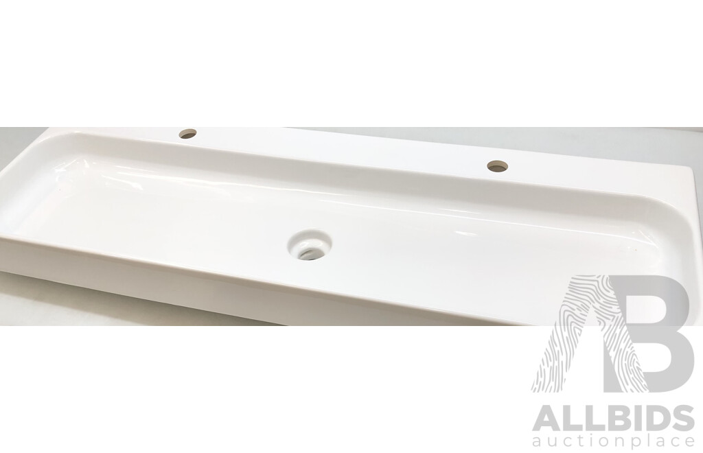 Studio Bagno/Valdama 1200mm Wall Mounted Basin - Two Tap Holes - Gloss White -  New