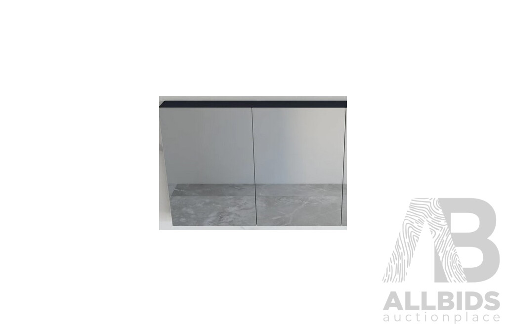 Marquis 750mm Frameless Mirror Two Door Shaving Cabinet - Vert Teak Veneer - New