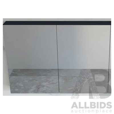 Marquis 750mm Frameless Mirror Two Door Shaving Cabinet - Vert Teak Veneer - New