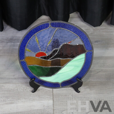 Vintage Hexagon Glass Terrarium with Stain Glass Round Window