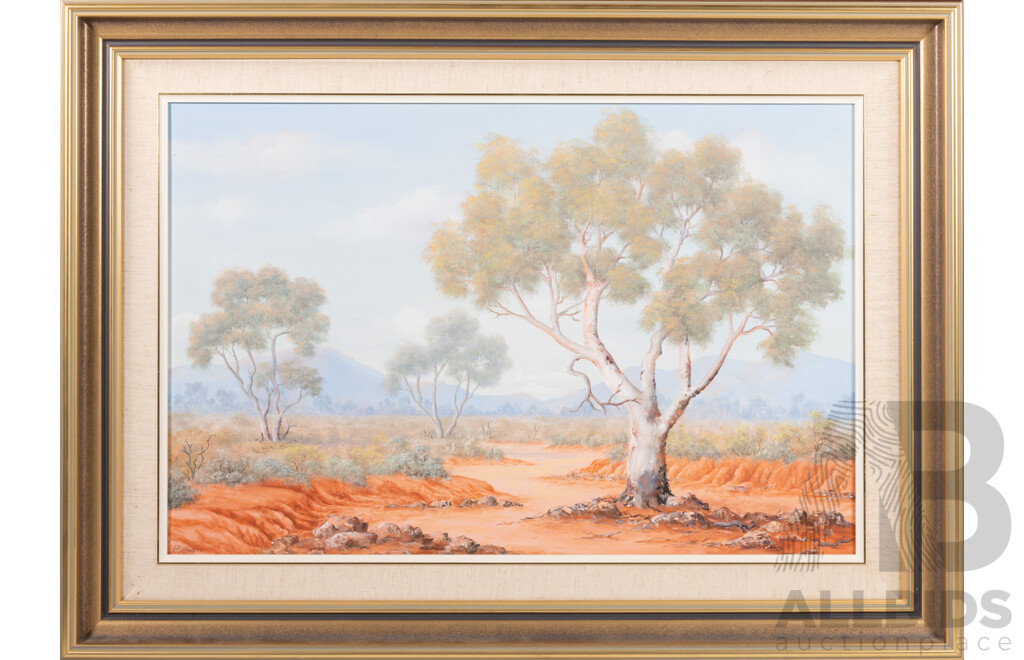 Pat Coffey, (20th Century, Australian, Working c1980s), Part of the Nine Mile Creek (via Broken Hill, NSW) (1992), Original Oil on Canvas, 57 x 68 cm (frame)