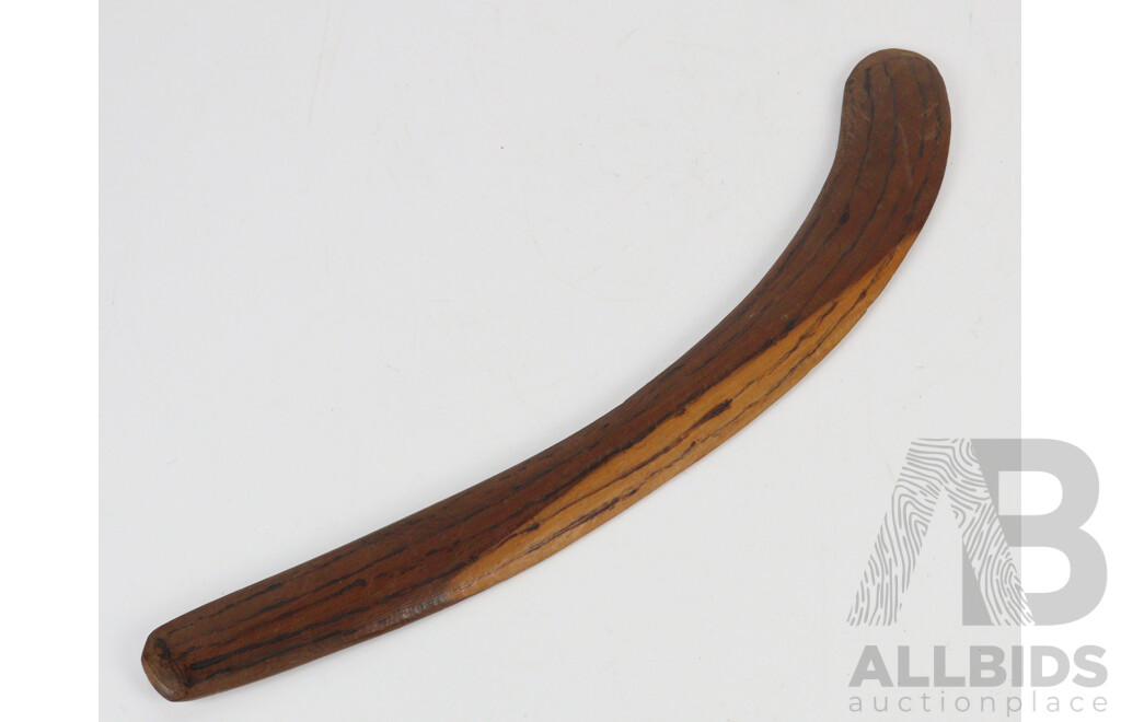 Vintage Hand Carved Australian Indigenous Hardwood Boomerang, Circa 1963