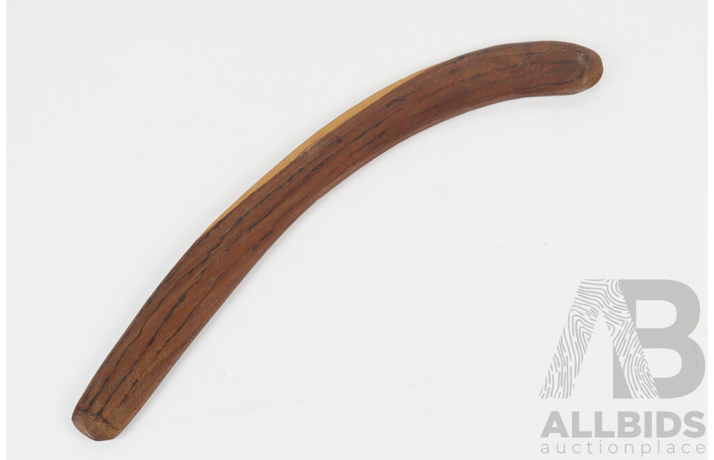 Vintage Hand Carved Australian Indigenous Hardwood Boomerang, Circa 1963