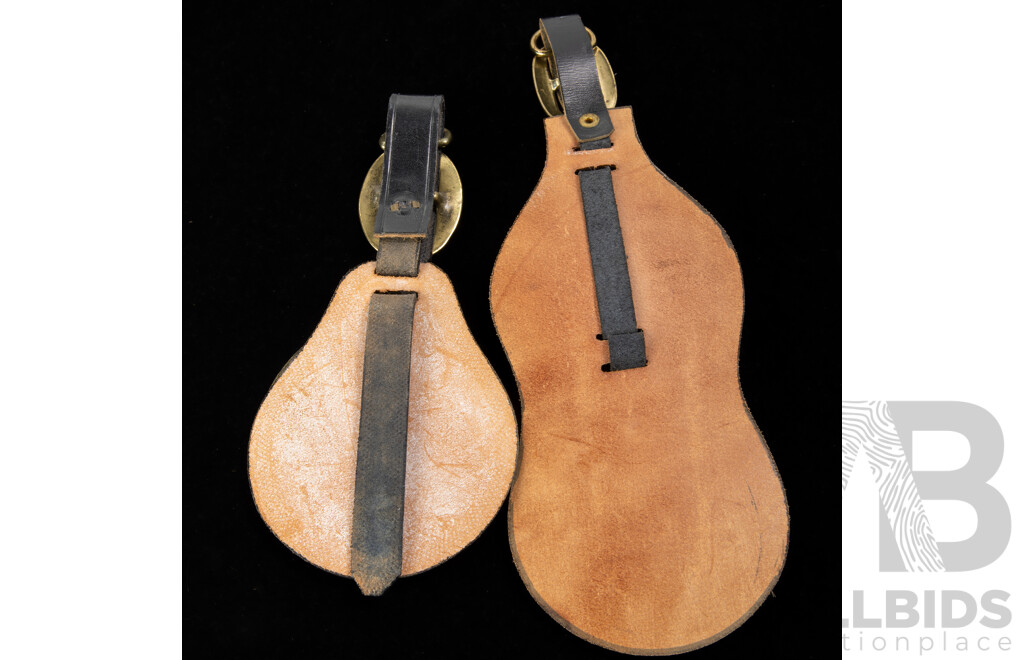 Collection Three Antique Horse Brasses on Leather Straps