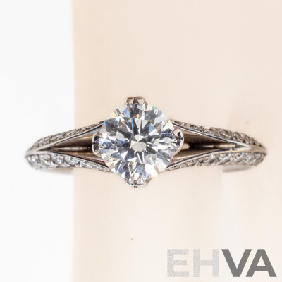 18ct White Gold Diamond Engagement & Wedding Ring Set, TDW 1.71ct, Size N1/2 & O, 8.13 Grams