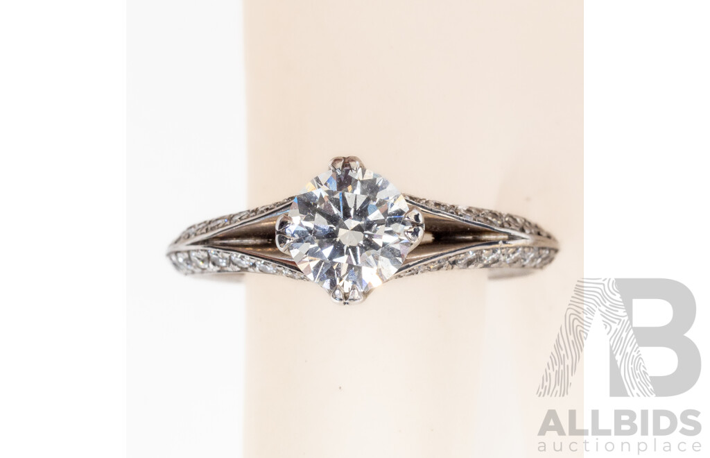 18ct White Gold Diamond Engagement & Wedding Ring Set, TDW 1.71ct, 8.13 Grams