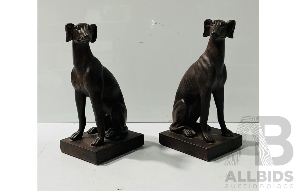 Pair Composite Greyhound Statues