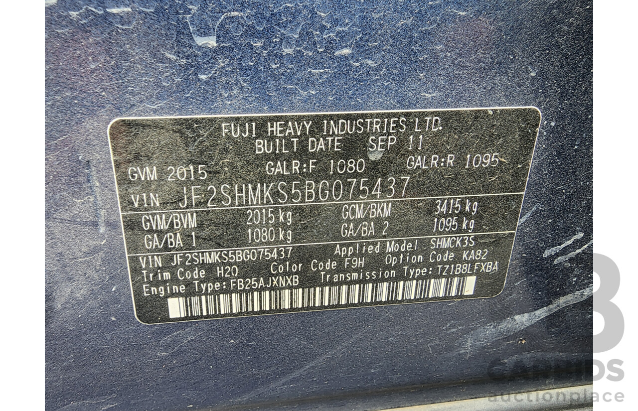11/2011 Subaru Forester X MY11 4d Wagon Blue 2.5L