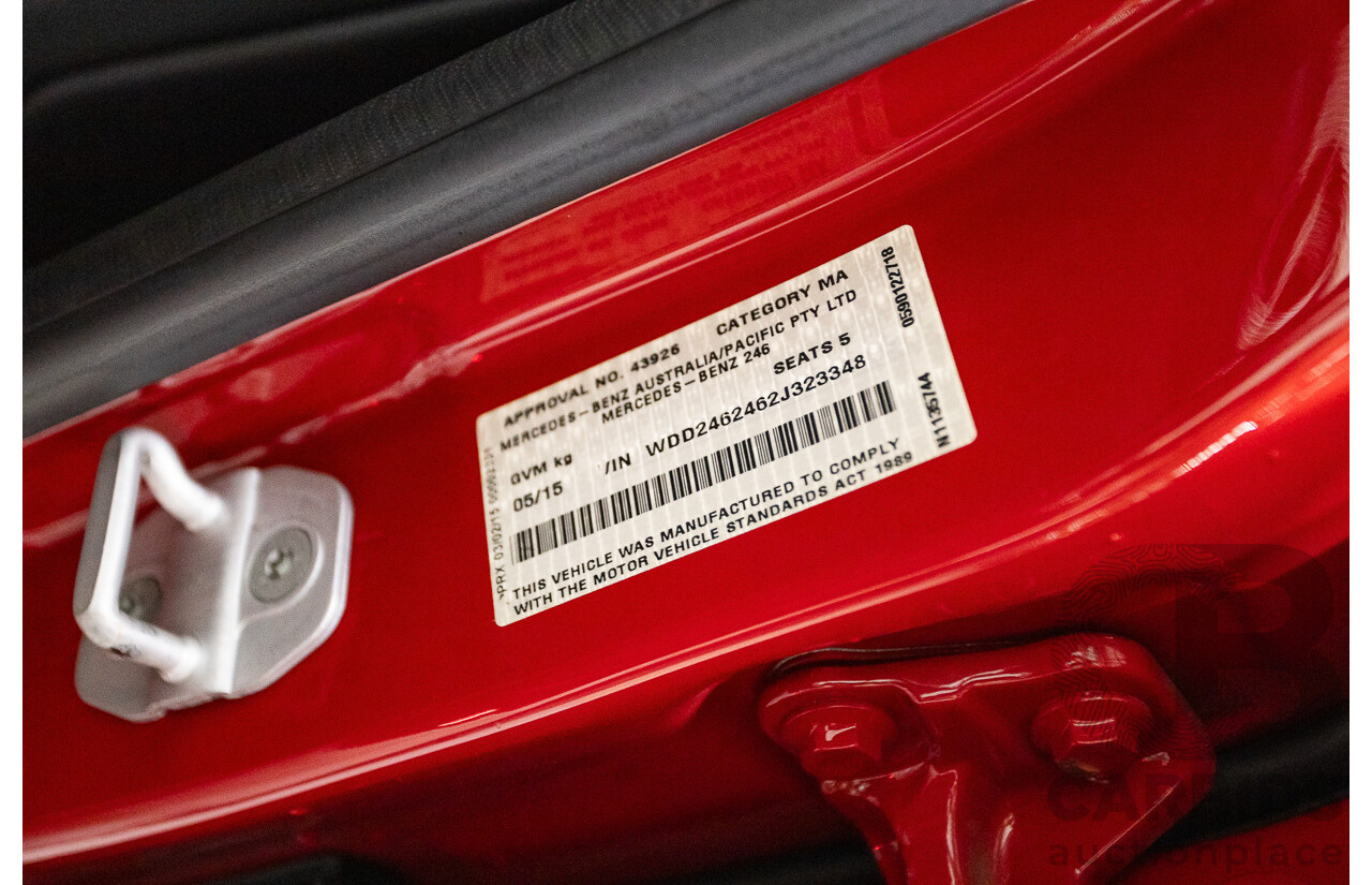 5/2015 Mercedes-Benz B250 4matic 246 MY15 5d Hatchback Jupiter Red Turbo 2.0L