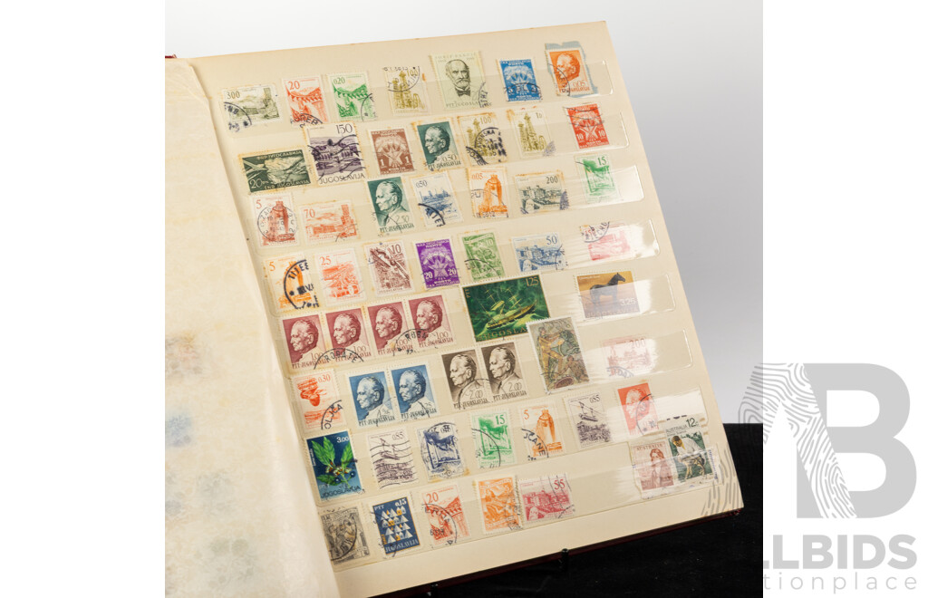 Three Albums of International Vintage Stamps Including Australia, Malta, New Zealand, Greece, France, Germany, India, Fiji and More