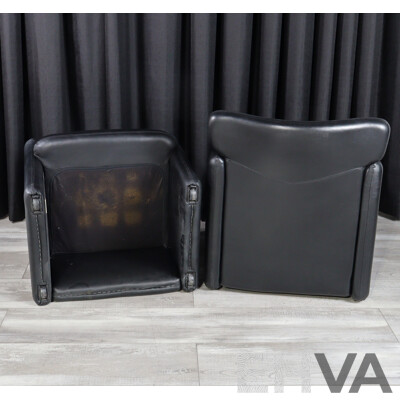 Pair of Tecno PS148 Chairs in Black Leather