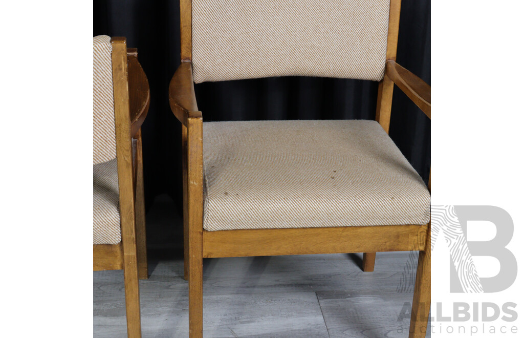 Set of Three Mid Century Upholstered Teak Carvers