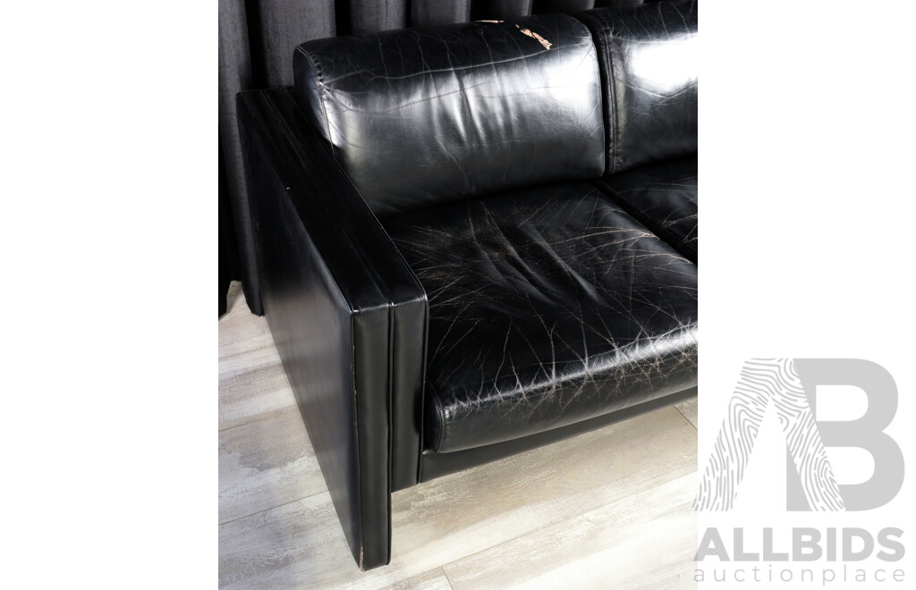 Modern Square Line Leather Two Seater Lounge