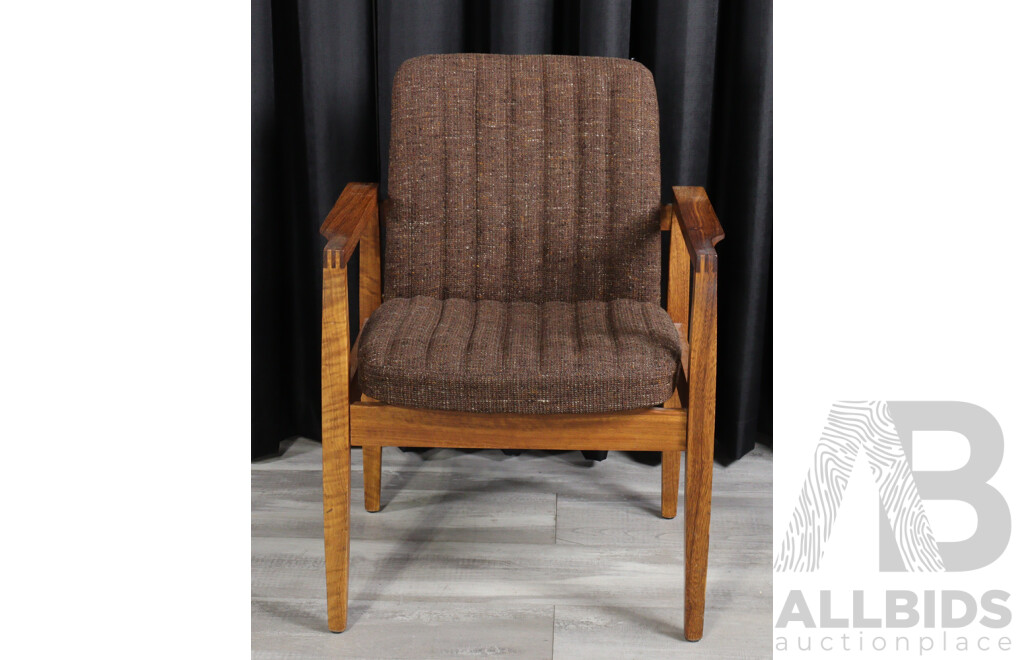 Pair of Teak Framed Armchairs, Stamped 'Robert Wilson' to Underside