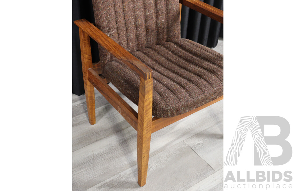 Pair of Teak Framed Armchairs, Stamped 'Robert Wilson' to Underside