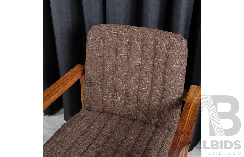 Pair of Teak Framed Armchairs, Stamped 'Robert Wilson' to Underside