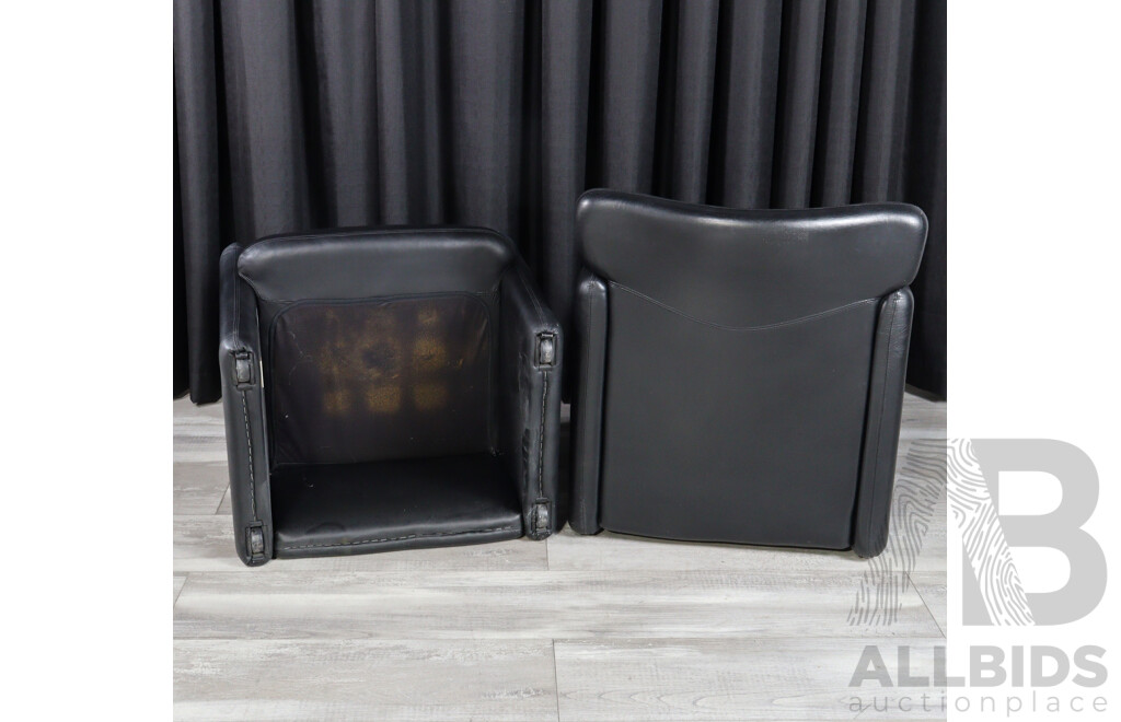 Pair of Tecno PS148 Chairs in Black Leather