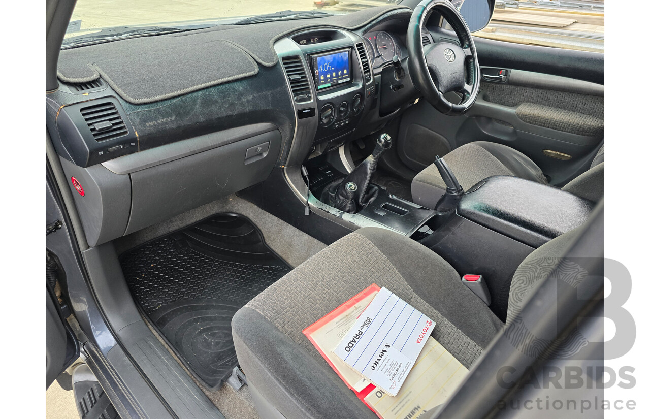 6/2004 Toyota Landcruiser Prado GXL (4x4) KZJ120R 4d Wagon Charcoal Grey Metallic Turbo Diesel 3.0L