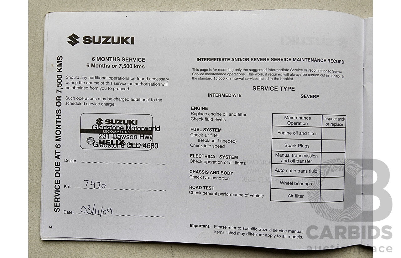 6/2009 Suzuki SX4  GY 5d Hatchback Blue 2.0L